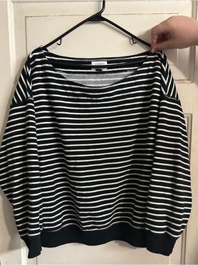 American Eagle Black and White Striped Knit Top
